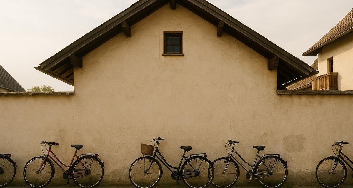 Fietsen tegen een gepleisterde muur in Oostenrijk bij internet oostenrijk