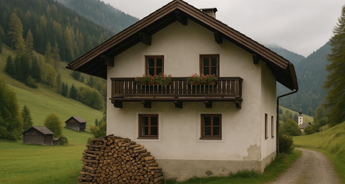 Huis oostenrijk bij een vrijstaand huis met houten balkon en steil dak